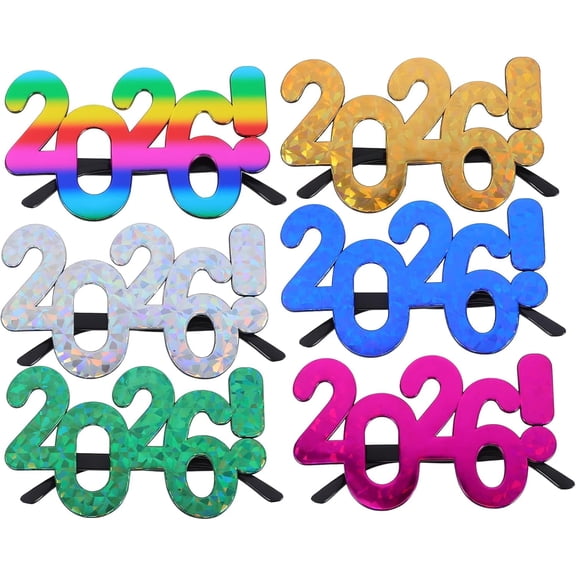 Yardley London 6pcs 2026 Number Glasses New Year Party Eyewear Photo Props