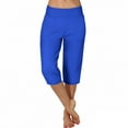 thumbnail image 6 of Womens Summer Capris for Vacation New Women's Wide Leg Yoga Capris High Waist Loose Fitted Workout Pants with Pockets Casual Lounge Trousers Blue S, 6 of 8