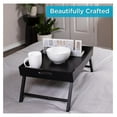 thumbnail image 2 of DyGTyX Wood Bed Tray for Eating | TV Tray with Folding Legs | Laptop Table | Wide Breakfast Serving Lap Desk with Sides & Handles | Black, 2 of 9