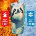 thumbnail image 3 of Sloth Tumbler with Lids And Straws Insulated Cup Reusable Stainless Steel Water Bottle Travel Mug, 3 of 8