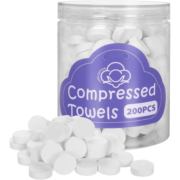 200 count Compressed Towel Tablets, Compressed Washcloths ForTravel, Camping Towel,  Towels, Expandable WipesDisposable  Towels For , Beauty Salon AndOutdoor Activities