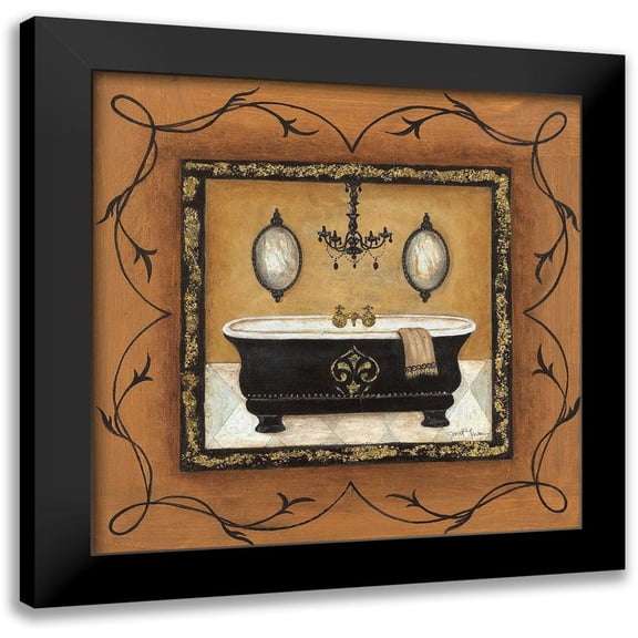 Tava Studios 12x12 Black Modern Framed Museum Art Print Titled - Gold Adorn Bath I
