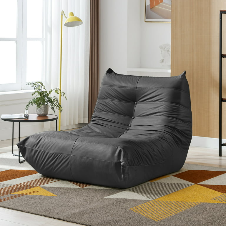 Recaceik Bean Bag Chairs, Soft Cotton Linen Bean Bag Chair with Filler, Fluffy Lazy Sofa, Comfy Cozy Beanbag Chair with Memory Foam for Small Spaces