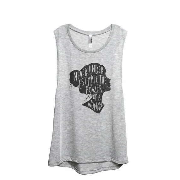 Never Underestimate The Power Of A Woman Women's Fashion Sleeveless Muscle Workout Yoga Tank Top Sport Grey X-Large