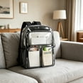 thumbnail image 5 of Heavy Duty Clear Backpack, Large Clear Bookbag Transparent See Through Backpack for School Sport College Gray, 5 of 6