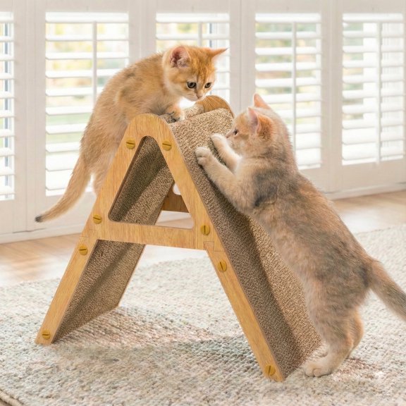 Conlun Cat Scratcher,A-Shape Cat Scratching Board for Various Cat Scratch Positions,Reversible Cardboard Cat Scratch Pad,Durable Cat Scratchers for Indoor Cats to Protect Furniture,Easy to Install