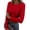 Red, variant on Women Long Sleeve Shirts Rib Knit Slim Fit Tops Fall Outfits Casual T-Shirt Underscrubs Layer Clothes Flower Gray XL
