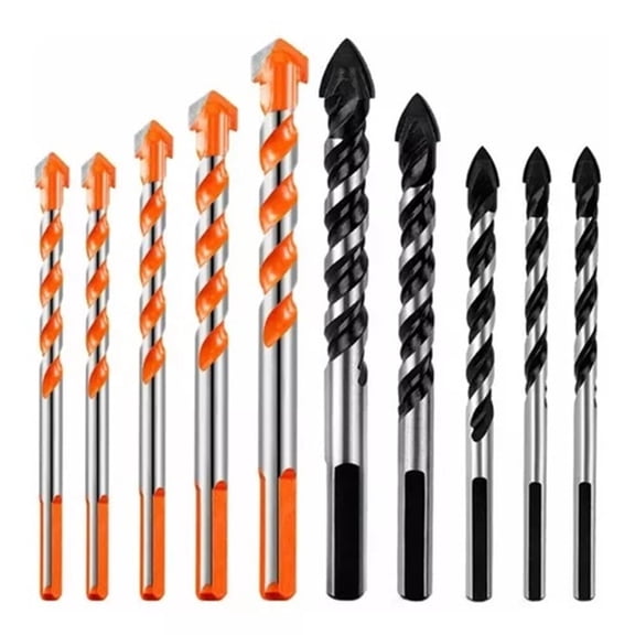 10-Piece Masonry Drill Bits Set for Tile Glass Ceramic Brick Wood,YG8 Tungsten Steel Alloy Tip