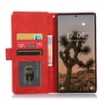thumbnail image 2 of Compatible With Samsung Galaxy S24 Ultra Wallet Case Full Coverage Metal Zipper and Buttons Design Dual Layer Kickstand Card Pocket Slim & Lightweight Shockproof Wrist Strap Phone Case,Red, 2 of 12