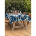 thumbnail image 3 of Outdoor Tablecloth with Umbrella Hole for Patio/Picnic/Party/Camping, Blue Peonies Waterproof Table Cloth Rectangle Table Cover Washable, Retro Flowers Country Floral Wood Board (52"x 70"), 3 of 9
