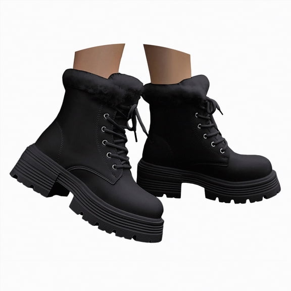 CAICJ98 Women's Winter Boots Waterproof Work Ankle Boots Comfortable Warm Lined Boots for Backpacking Cycling Walking Women's Snow Boots (Black,Size 9)