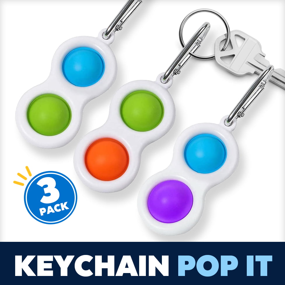 Simple Dimple Push Pop Pop Bubble Keychain Sensory Kids Fidget Toy Stress Relief 