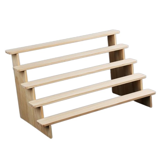 Almencla Wooden Display Riser Stand Cupcake Stand for Cosmetic Perfume Craft Figurine 5 Tiers 40CM