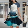 thumbnail image 2 of Graceful Cranes Moonlight Reflections Women's Classic Swing Skater Dress Casual Work Party Cocktail Dresses, 2 of 6
