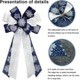 thumbnail image 3 of Large Christmas Bow for Wreath, Blue White Cotton Bows for Front Door Wall Fence Decor, Christmas Snow Wreath Bow Tree Topper Bow for Winter Christmas Party Decoration Supplies, 3 of 14