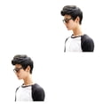 thumbnail image 3 of QualitChoice Boy Wigs Reusable Short Curly Stylish Realistic Solid Color Dyeable Toupee Night Parties Shopping Artificial Hair Black 2Set, 3 of 6