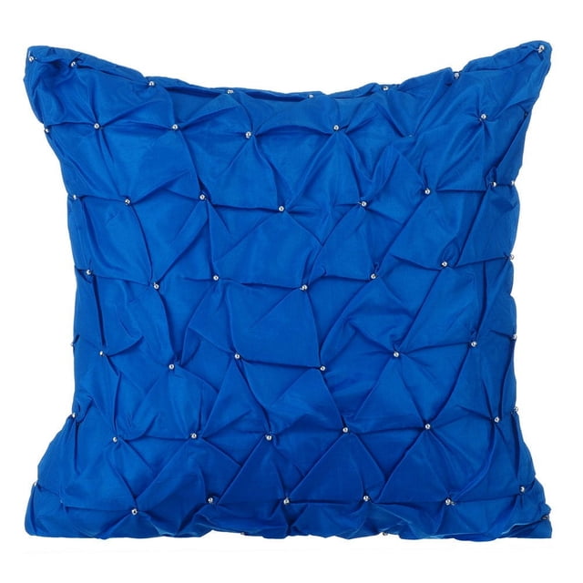 Housses de Coussins Bleu Royal, Pintucks Noués Texturés, Taies d'Oreiller Unies, 20x20 Pouces (50x50 cm), Housses de Coussins Unies, Taffetas Carrés, Style Moderne - Texture Bleu Royal