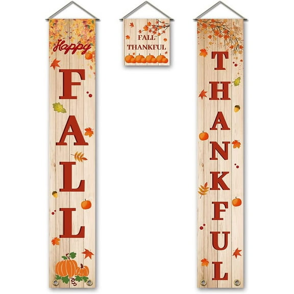 3 Pcs/Set Fall Thankful Theme Banner Door Hanging Banner Flag Hanging Decorations Welcome Couplet Sign Set for Home Front Door Porch Decor 70.8x11.8in Pink