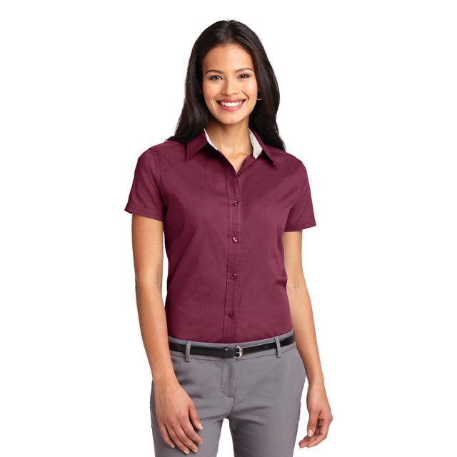Camisa de fácil cuidado de manga corta para mujer Port Authority®. L508 Autoridad Portuaria L508
