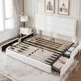 thumbnail image 5 of Amolife Full Size Storage Platform Bed Frame with 4 Drawers & Upholstered Velvet Slat Headboard, White, 5 of 12