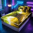 thumbnail image 3 of meiyoeat Neon Lightning Gamer Zipper Full Size Comforter Sets with Fitted Sheet and 2 Pillowcases for Teens Boys, Electric Yellow Green Gaming Zipper Bedding Set, Black Reversible, 3 of 6