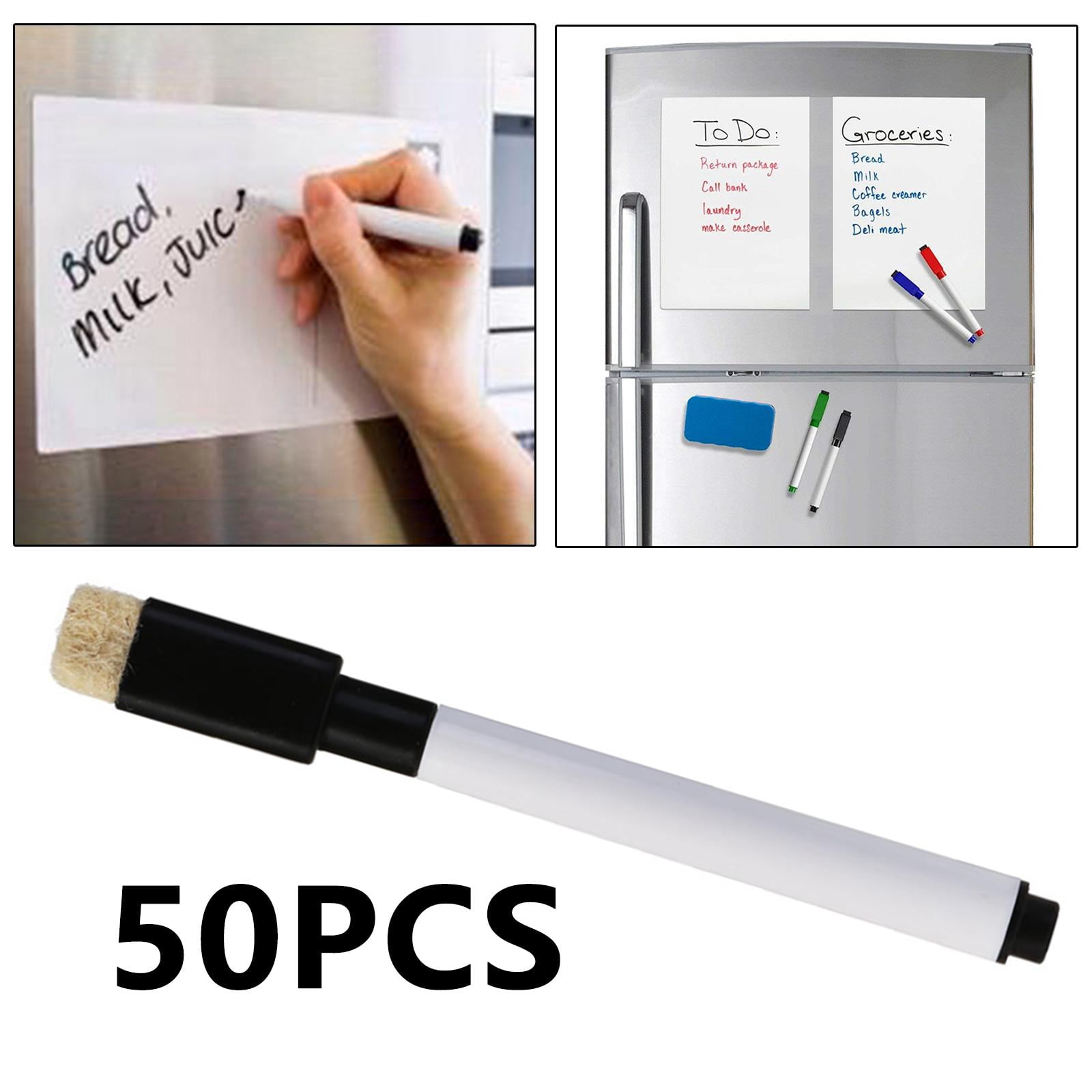 50 Pcs Marqueurs de Tableau Blanc Réinscriptibles avec r, Marqueur pour Classe, Bureau, Maison et Usine