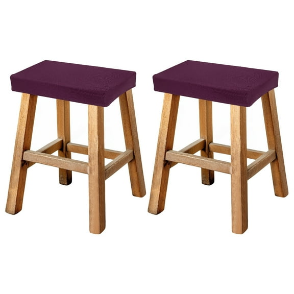 Uxcell Bar Stool Cover Rectangle, Stretch Washable Saddle Counter Vanity Barstool Slipcover Seat Cushion Protector with Elastic Band for Wooden Metal Bench Chair(Dark Purple, 2Pcs)