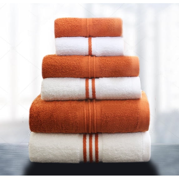 HURBANE Home Highly Absorbent 6 Pc Orange Bath Combo Set
