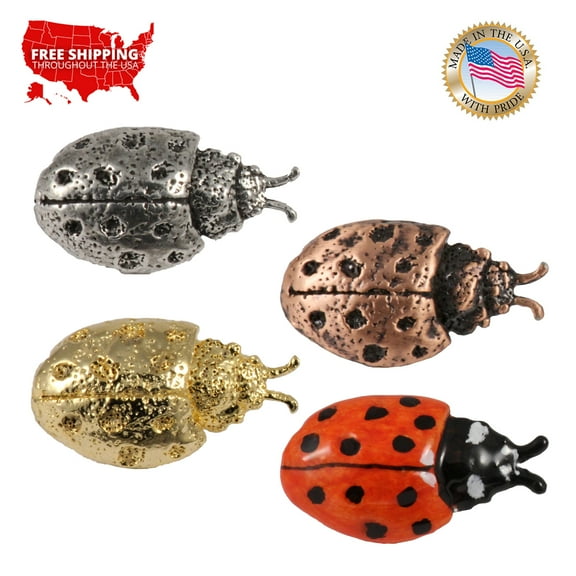 Ladybug, Beatle, Insect, Coccinellidae, Pewter, Hat, Lapel, Brooch, Pin, Pins, Made in USA, Over 50 Insect Designs Available. Creative Pewter Designs. A037