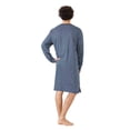 thumbnail image 3 of hajo Camisón para hombre, largo - Algodón premium, estampado integral, cuello en V Azul L (Large), 3 of 4