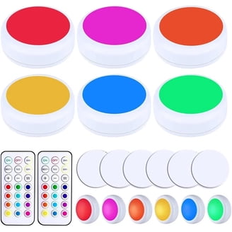 TKOOFN 4-Pack LED Under Cabinet Lights, RGB Multi-Color Puck Lights, Shelf Lighting Kit