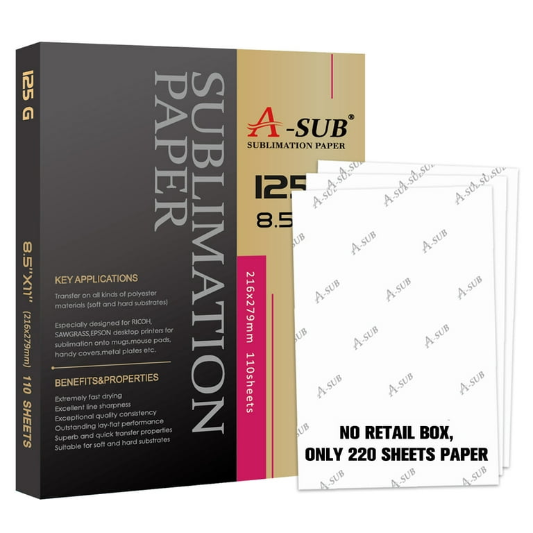 Sublimation Bundle Kit - A-SUB Sublimation Paper 8.5X11 120g 220 Sheets +  Sublimation Heat Resistant Tape 4 Rolls + Sublimation Blank Mouse Pads 11