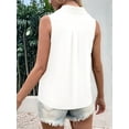 thumbnail image 5 of Women'S Casual Collar V Neck Button Down Sleeveless Tunic Blouse Shirt Tank Top White S, 5 of 6