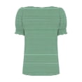 thumbnail image 7 of Haivin Women's T-Shirt, Casual Striped Print with Square Neck and Lace Trim, Short Sleeve for Everyday Wear, 7 of 7