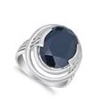 thumbnail image 4 of Black Cubic Zirconia Wide Oval Big Open Raised Ring .925 Sterling Silver Band Jewelry Female Size 6, 4 of 4