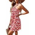 thumbnail image 4 of PRETTYGARDEN Womens Summer Halter Mini Dress Sleeveless Boho Floral Short Sundress Casual Flowy Beach Dresses, 4 of 10