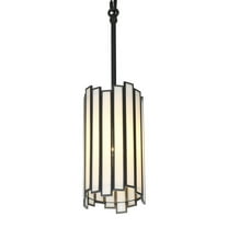 LNC Samay Matte Black Mini Pendant with Clear Tiffany Glass Cylinder, Kitchen Island Light