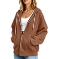 thumbnail image 4 of Kezqiaxn Womens Sweatshirt Fashion Long Sleeve Drawstring Lightweight Casual Sweatshirts with Pockets Zip up Hoodie Coffee M, 4 of 9