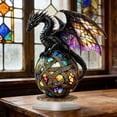 thumbnail image 6 of Gothic Stained Glass Dragon Statue, Colorful Figurine with Display Base, Ornamental Sculpture for Living Room Bedroom Office Bookshelf, Unique Home Gothic Decor, 6 of 6