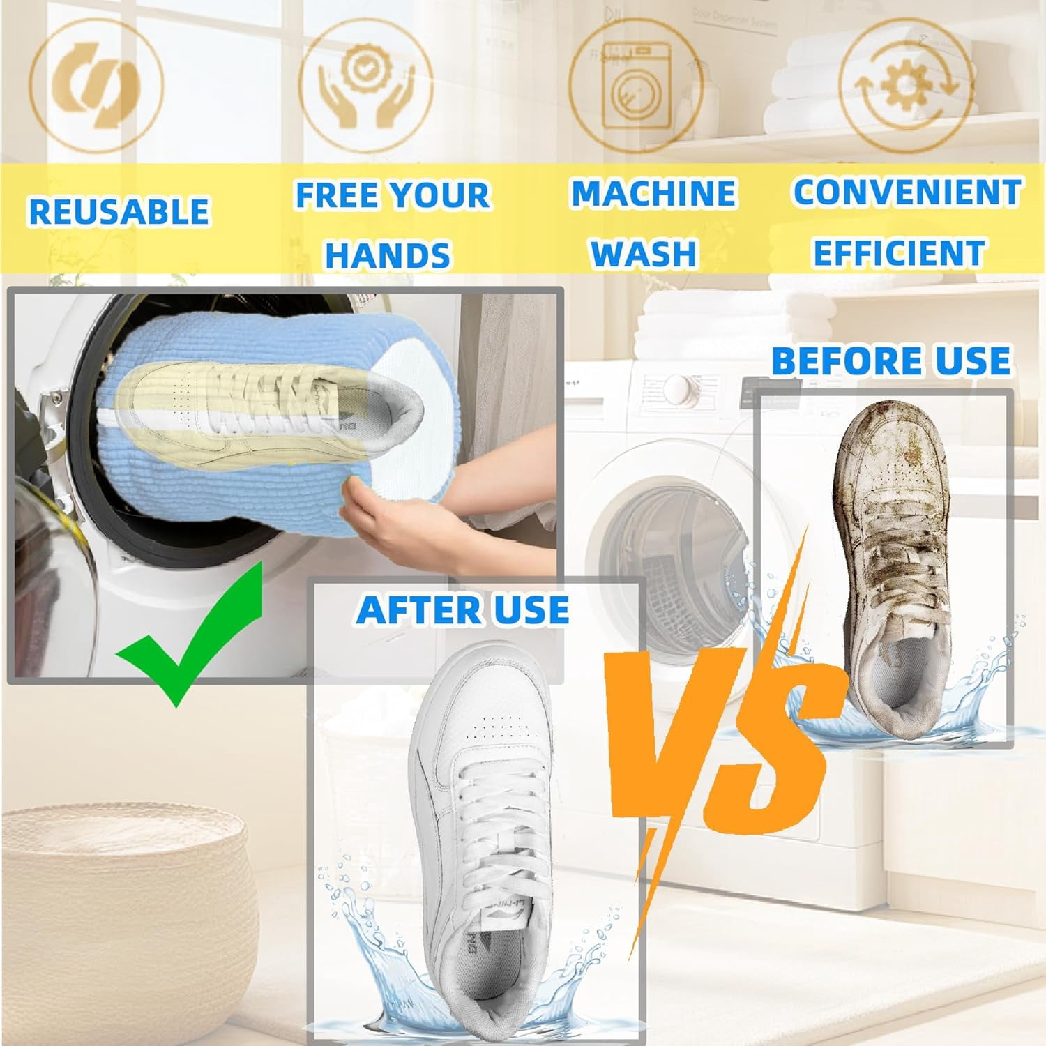 Shoe Washing Machine Bag Laundry Shoe Bag for Washer and Dryer Reusable 2pc Shoe Cleaning Bags for Sneakers 360° Deep Cleaning Machine for All Shoes Types With Self-locking Zipper Light Blue 2Pcs
