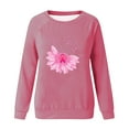 thumbnail image 4 of WREESH Women's Pink Ribbon Sweatshirt Floral Graphic Long Sleeve Breast Cancer Awareness Top Hot Pink, 4 of 5