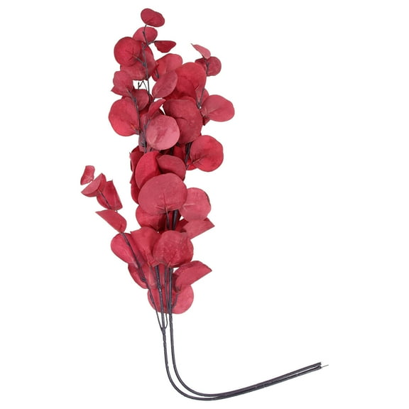 DINHEAROM 2Pcs Red Eucalyptus Leaf Branches for Home Decor and Wedding Decoration