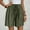 Army Green, variant on Sakmal Women's Shorts Cotton and Linen Blue Bermuda Comfy 8" Wide Leg High Waisted Shorts with Pockets