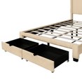 thumbnail image 4 of Queen Size Beige Bed With Corduroy Decoration And Wing Flair - No Box Spring, Cozy Velvet, Platform Enhancement Detail Luxury Strong Bedroom Facility, 4 of 6
