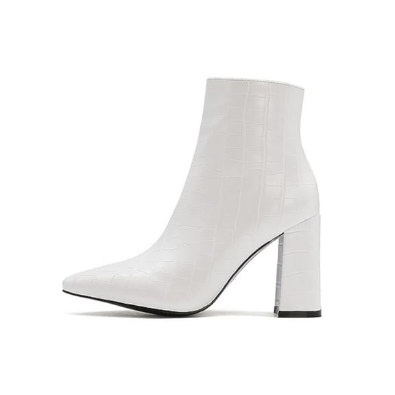 INC Womens White Cushioned Dasha Square Toe Block Heel Zip-Up Dress Booties 7 M