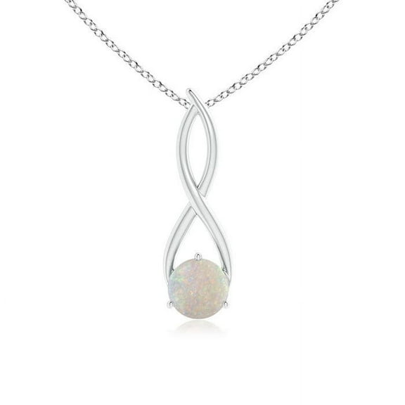 Angara Natural 7mm Opal Solitaire Infinity Pendant Necklace in 14K White Gold for Women