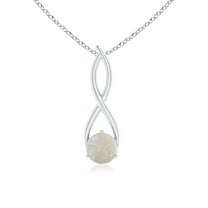 Angara Natural 7mm Opal Solitaire Infinity Pendant Necklace in 14K White Gold for Women