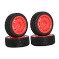 thumbnail image 1 of Bunblic 4 Pieces 1:10 RC Car Wheel Tires Replacement Easy to Install RC Modification Accessory Spare Parts Accessory DIY Accessories rose red, 1 of 8