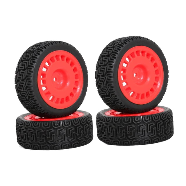 Bunblic 4 Pieces 1:10 RC Car Wheel Tires Replacement Easy to Install RC Modification Accessory Spare Parts Accessory DIY Accessories rose red