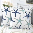 thumbnail image 4 of Throw Pillow Covers Nautical Starfish Pillow Covers 20x20 Inch Set of 2 Navy Blue and Turquoise Sea Stars Throw Pillows Decorative Pillow Cases Cushio20x20x2Photo Color, 4 of 5